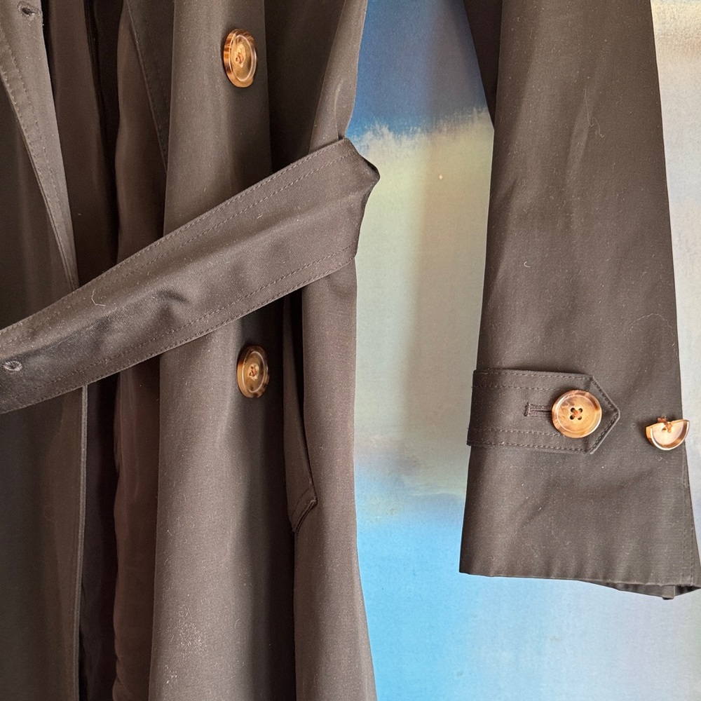 Talbots Classic Black Trench Coat - Picture 5 of 8